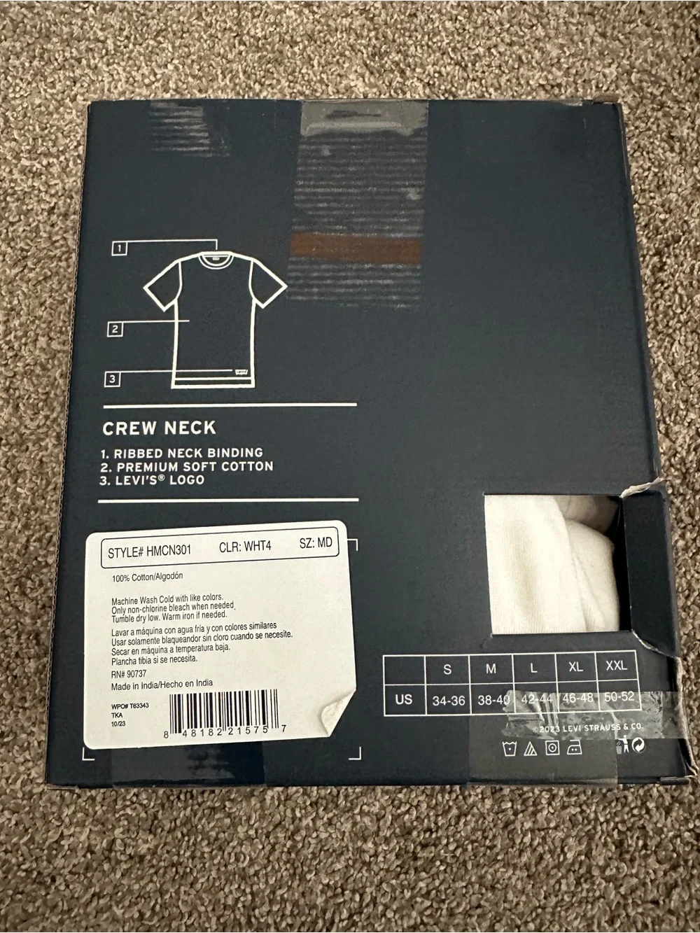 Levi's White Crew Neck T-Shirt Pack with Window - Picture 2 of 3